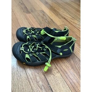 Big Kids KEEN Newport H2 Waterproof Sandals Shoes US Size 6 Black / Lime Green